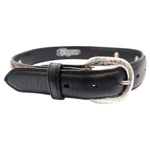 Nocona Kid's Leather Concho Belt Silver Buckle Braided Inlays 27" L x 1-1/8" W